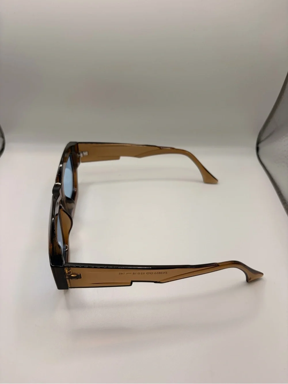 Brown Frame Blue Lens Women's Fashion Glasses